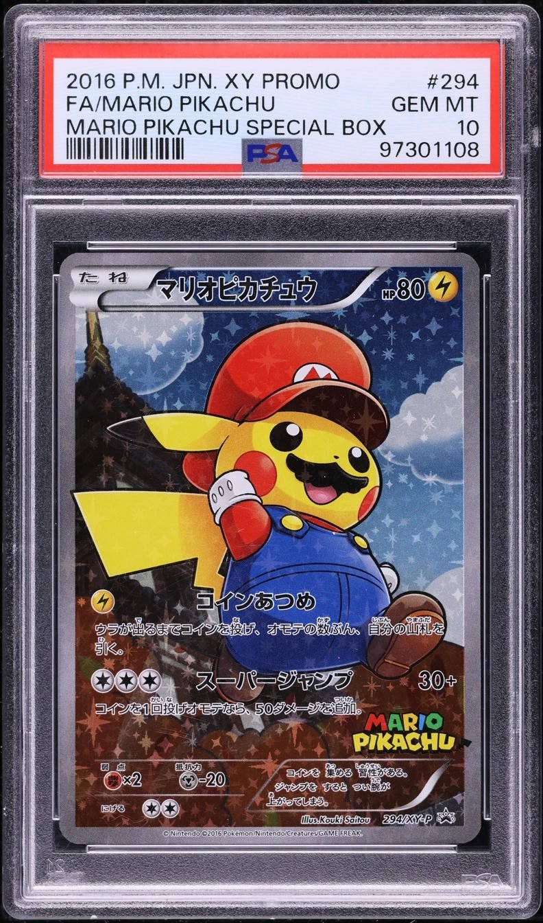 2016 Japanese Promo Mario Pikachu #294 PSA 10